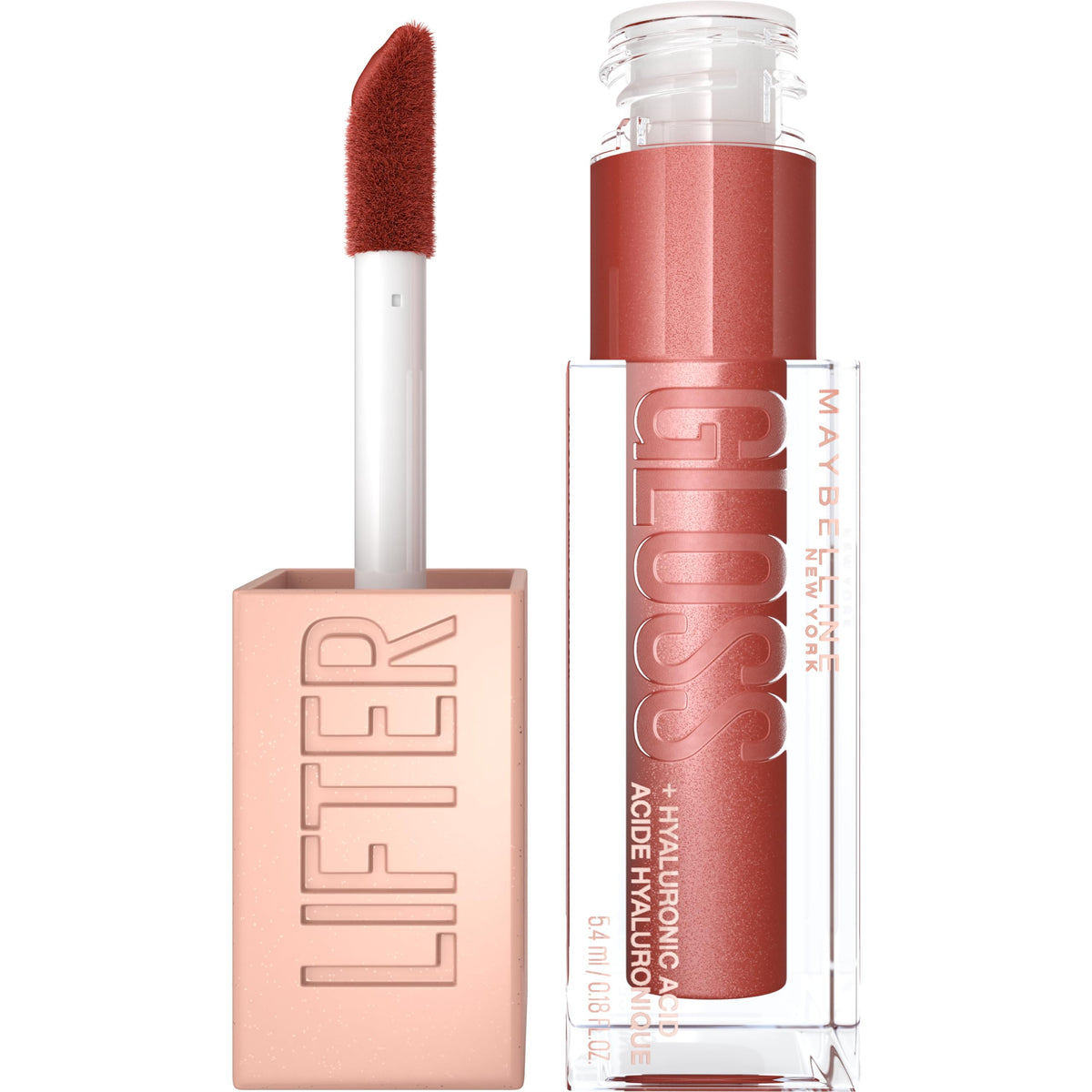 Maybelline Lifter Gloss - Hydrating Lip Gloss With Hyaluronic Acid, Rust, 0.18 Oz