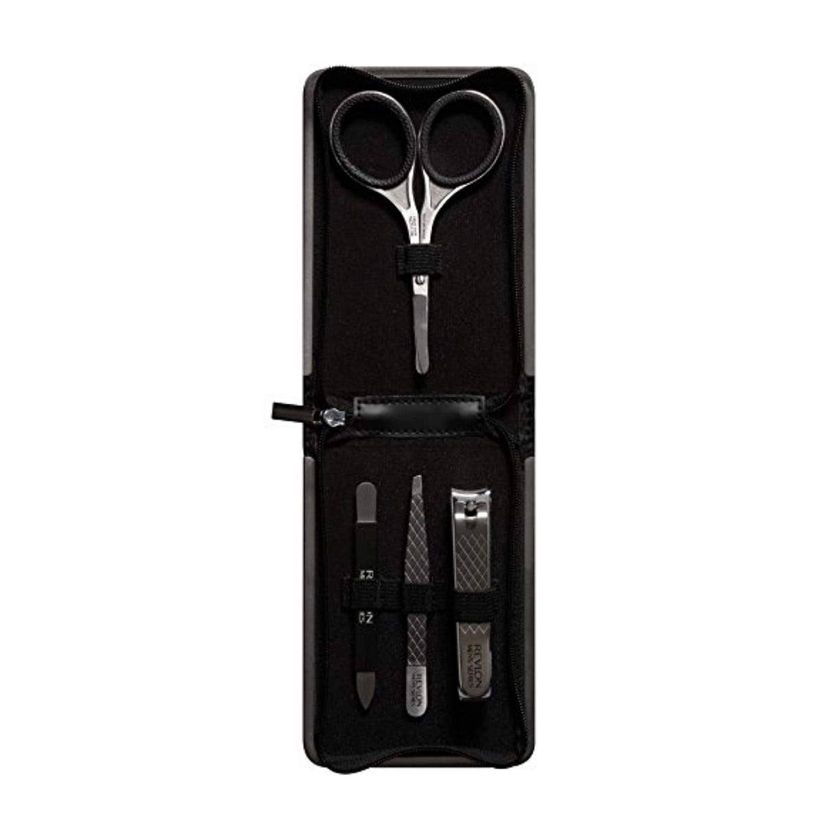 Revlon Men'S Grooming Kit - Stainless Steel Nail Clipper, Scissors, File & Tweezers Set