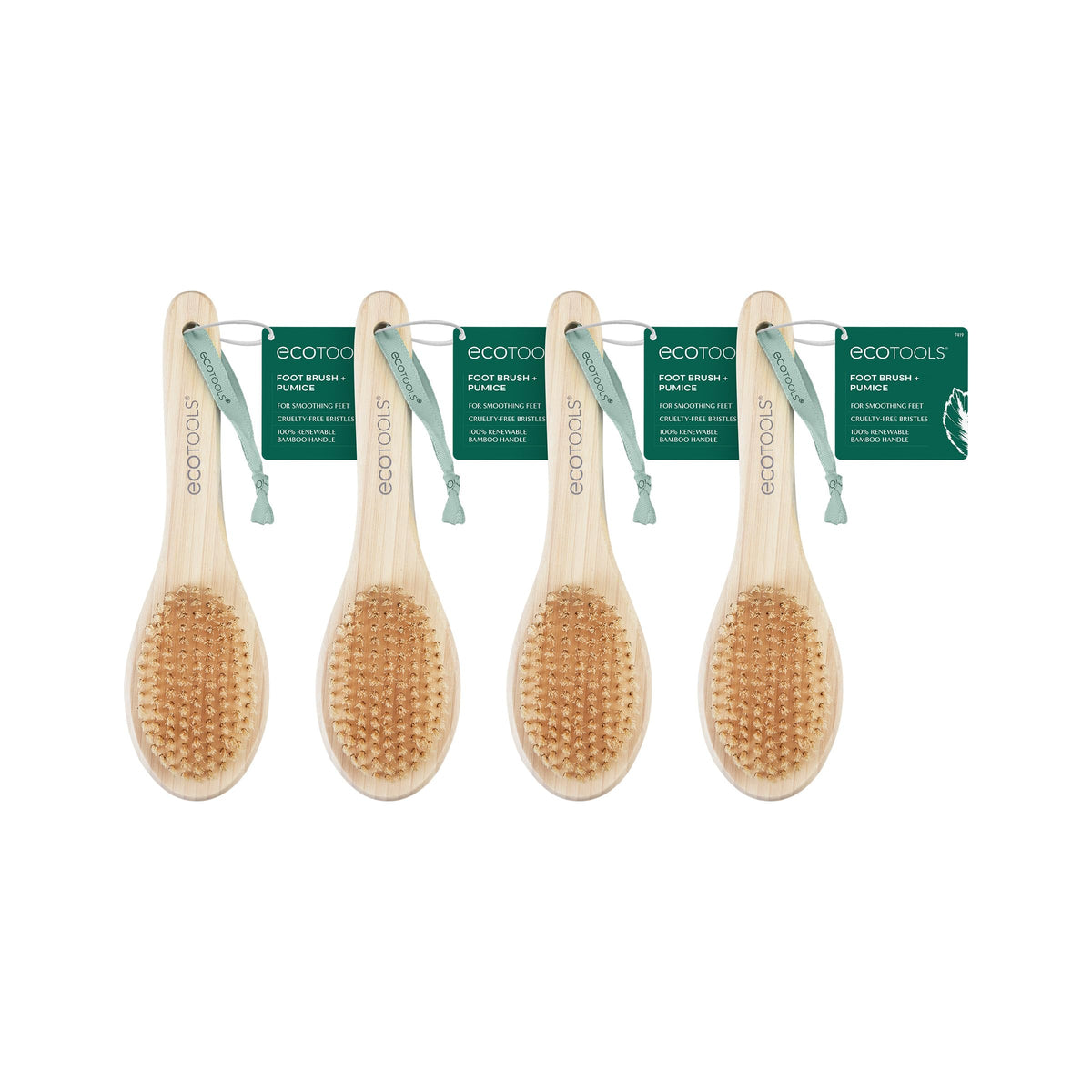 Ecotools Foot Scrubber Brush Set, 4 Eco-Friendly Bamboo Brushes For Smooth, Soft Feet