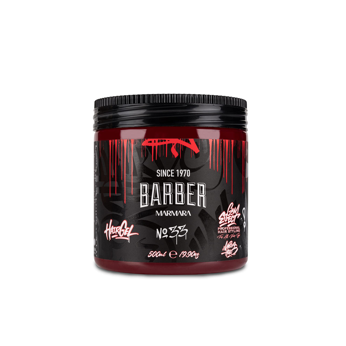 Barber Marmara No.33 Hair Gel 500Ml - Strong Hold, Alcohol-Free, Fresh Fragrance, Wet Look