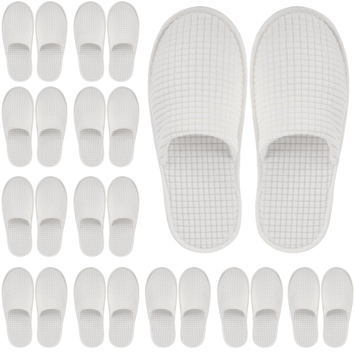 Geyoga 12 Pair White Non-Slip Disposable Spa Slippers For Guests, Washable Reusable Unisex