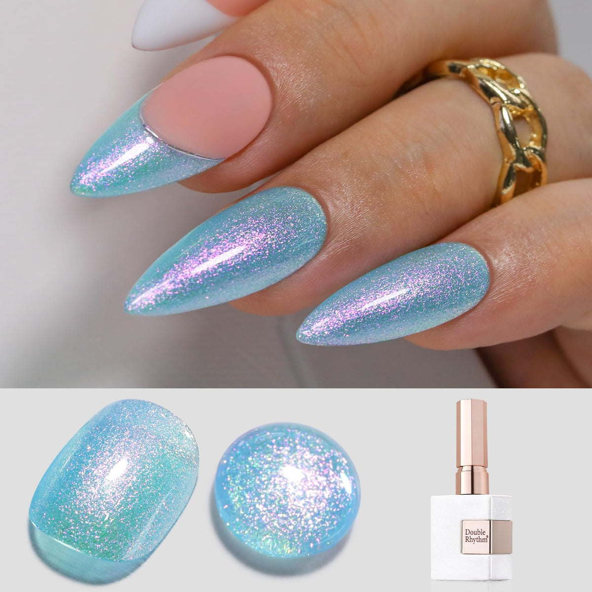 Double Rhythm Blue Glitter Gel Polish 15Ml - Holographic Magnetic Nail Art For Diy & Salon