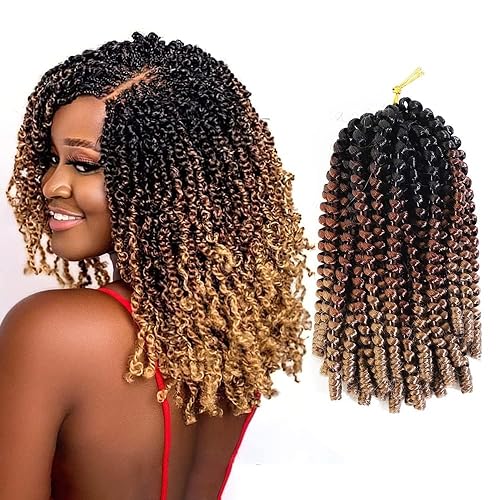 ROKTRESS Spring Twist Crochet Hair 12&quot; T1B/30/27 - 6 Packs Synthetic Braiding Hair Extensions