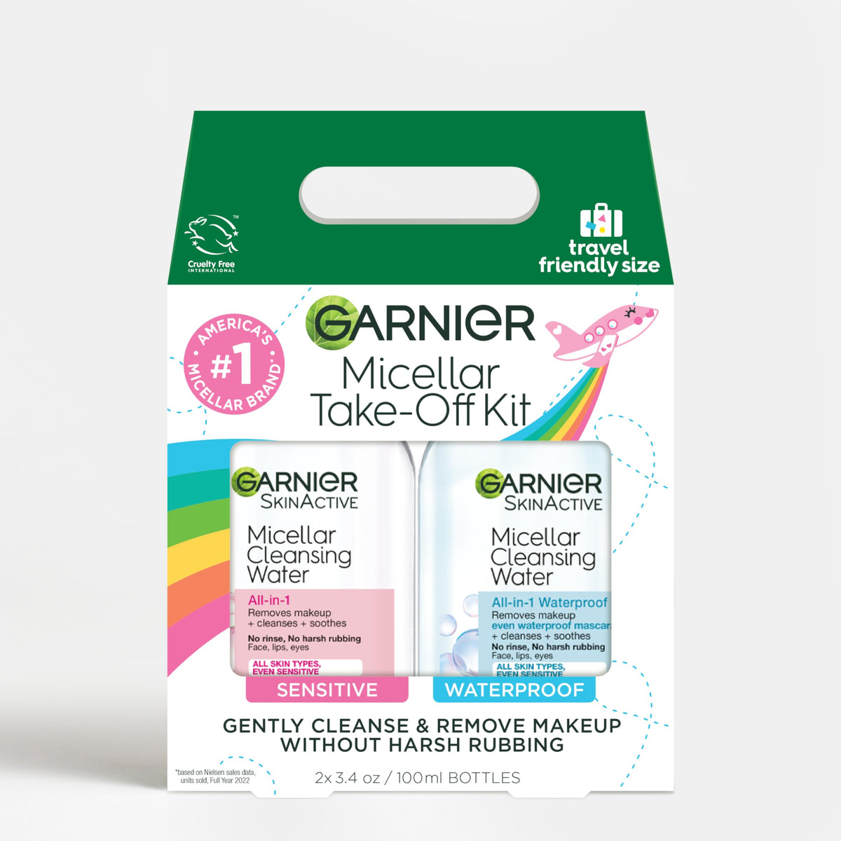 Garnier Micellar Water Travel Kit - All-In-One Facial Cleanser & Makeup Remover For Waterproof Makeup