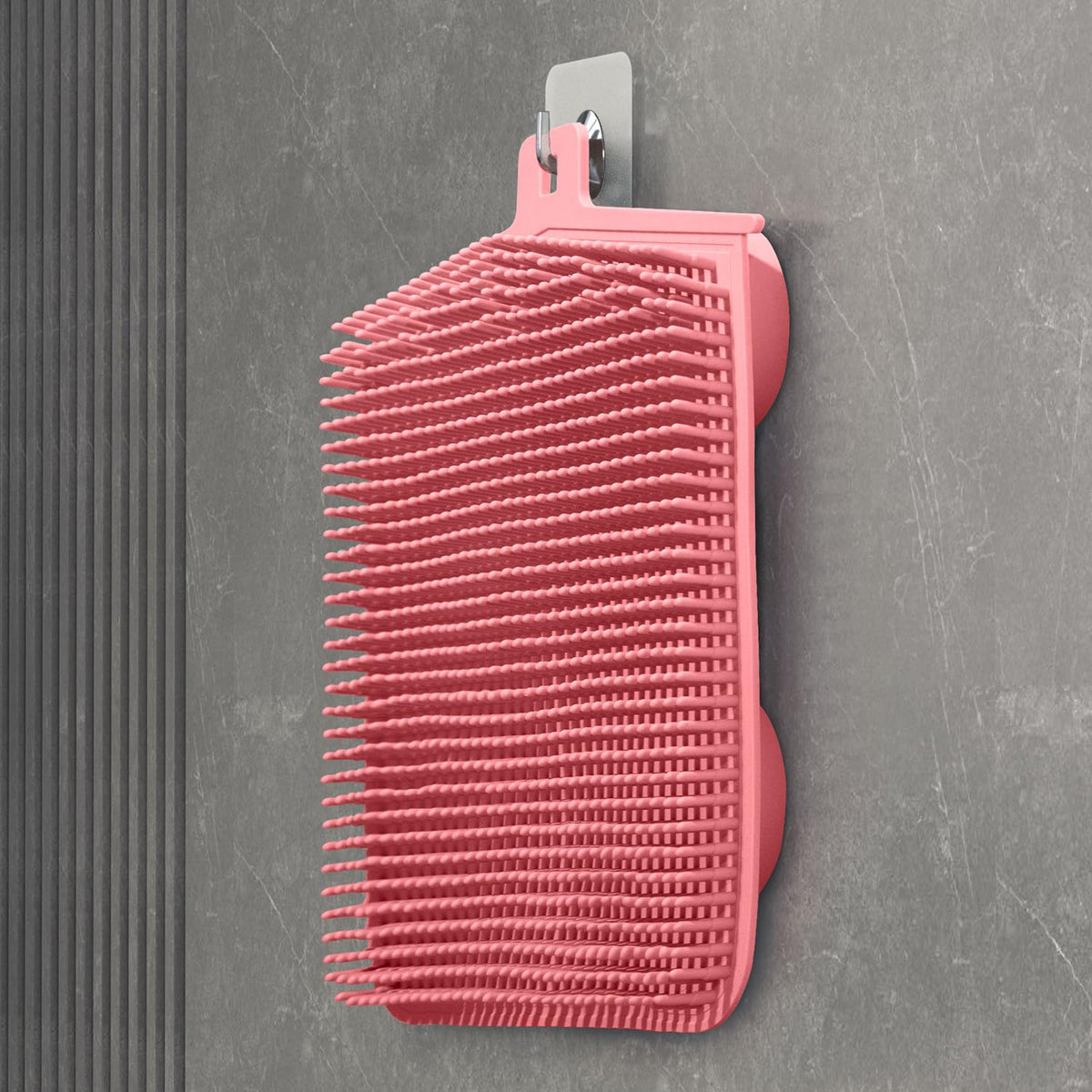 Jchous Pink Shower Back Scrubber - Hands-Free, Wall Mounted With Large Suction Cups, Massage Pad