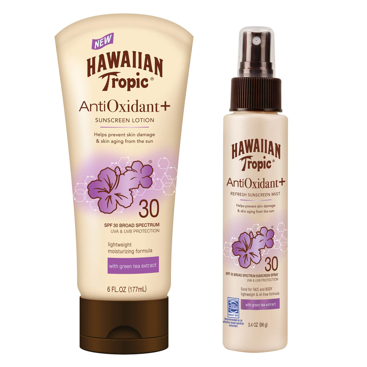 Hawaiian Tropic Spf 30 Sunscreen Set - 6Oz Lotion & 3.4Oz Mist, Broad Spectrum Protection