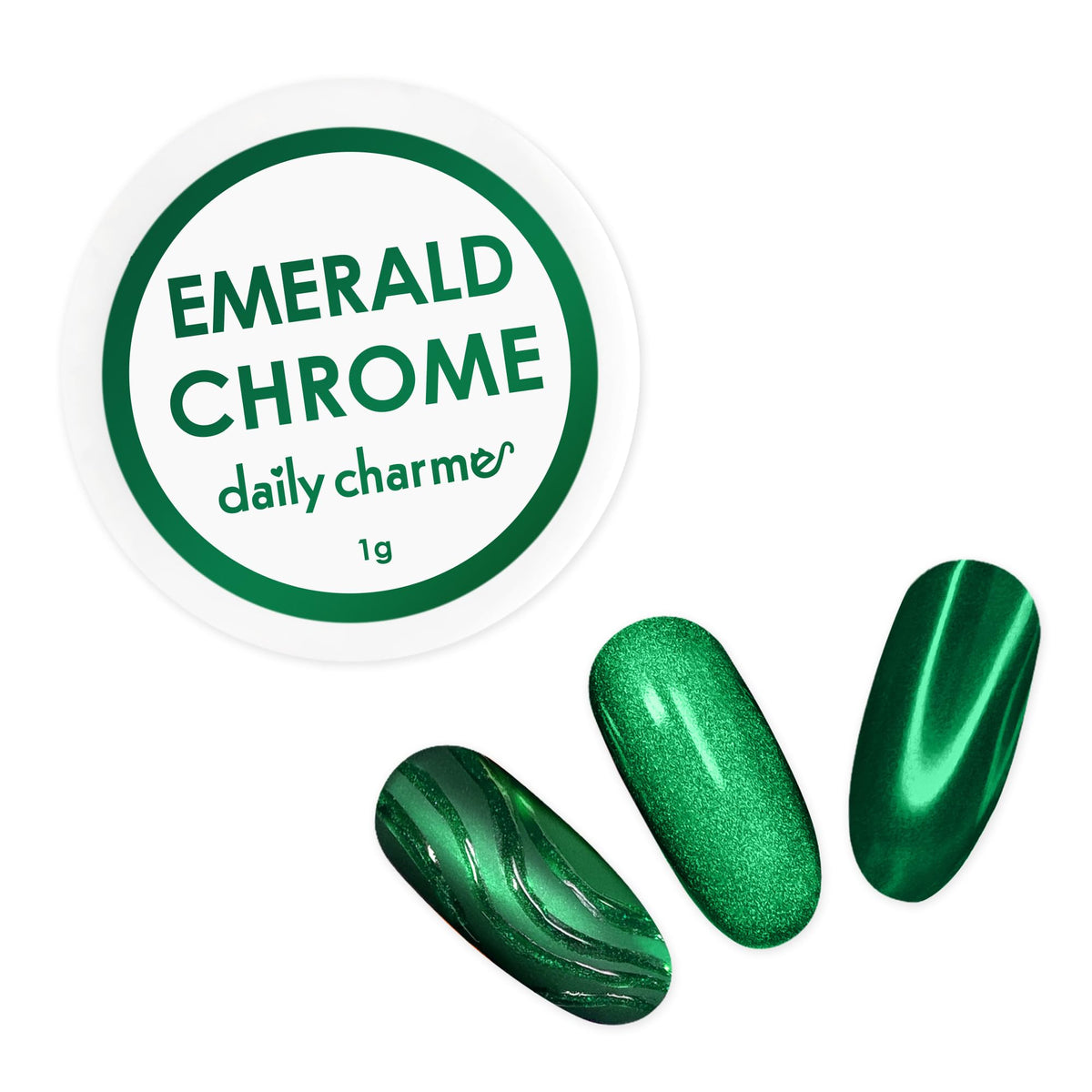 Daily Charme Emerald 1G Mirror Cateye Magnetic Nail Chrome Powder - 3-In-1 Nail Effect