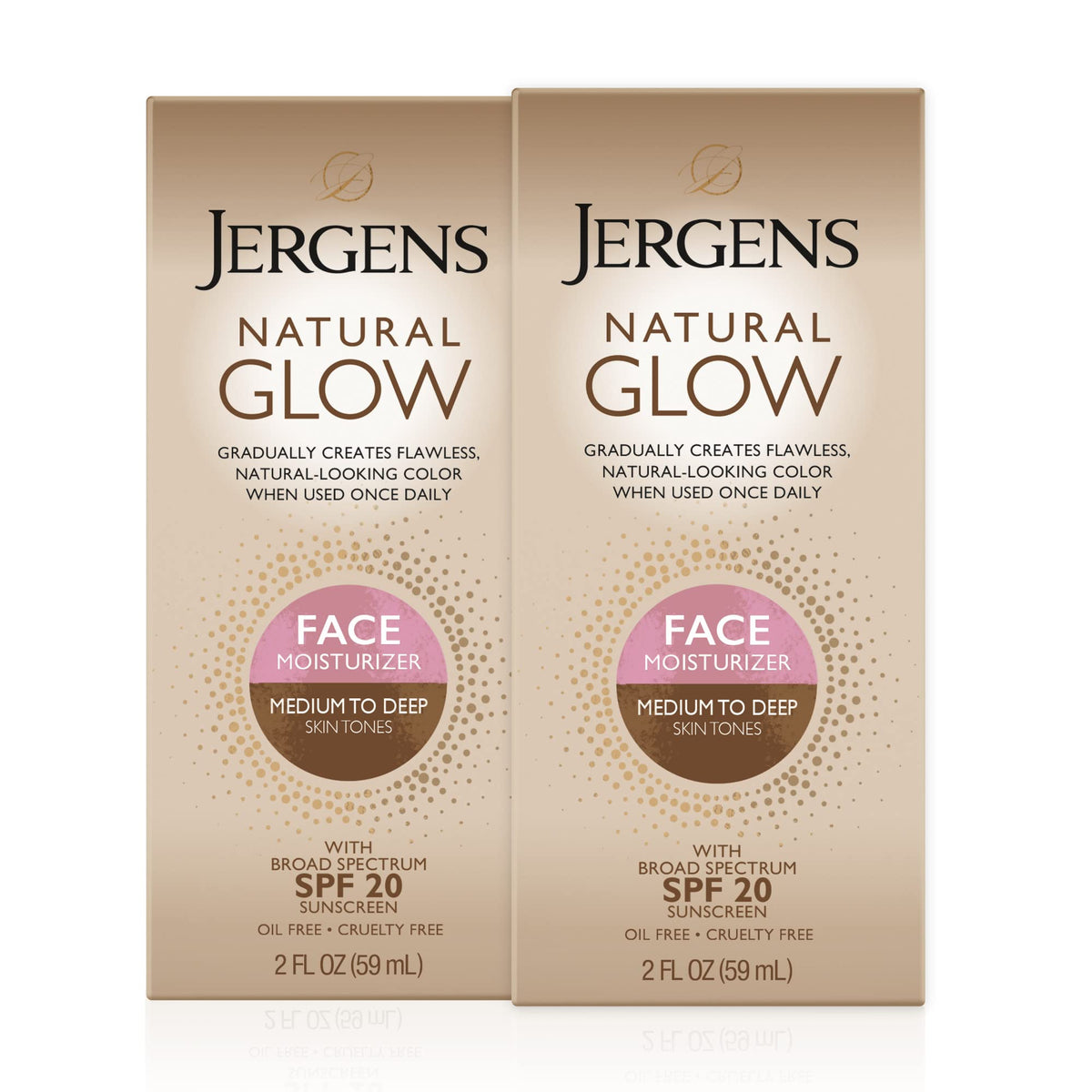 Jergens Natural Glow Face Self Tanner Lotion Spf 20, Medium To Deep, 2 Fl Oz (Pack Of 2)