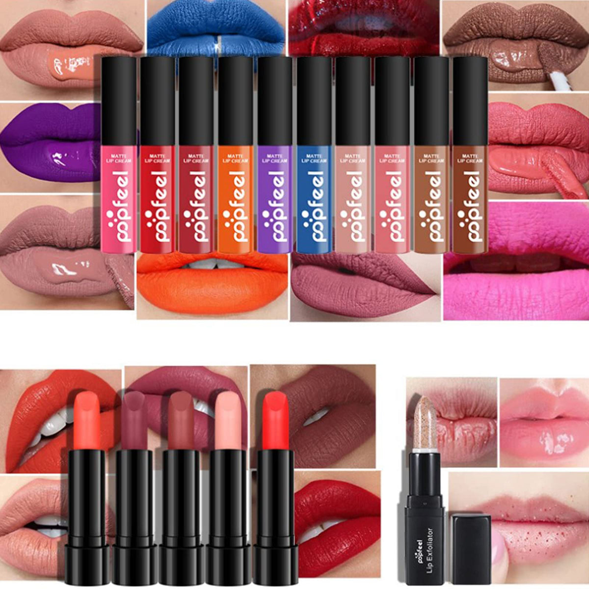 Phantomsky 16Pcs Matte Waterproof Lip Gloss Set - Long Lasting Pigmented Lip Makeup Collection