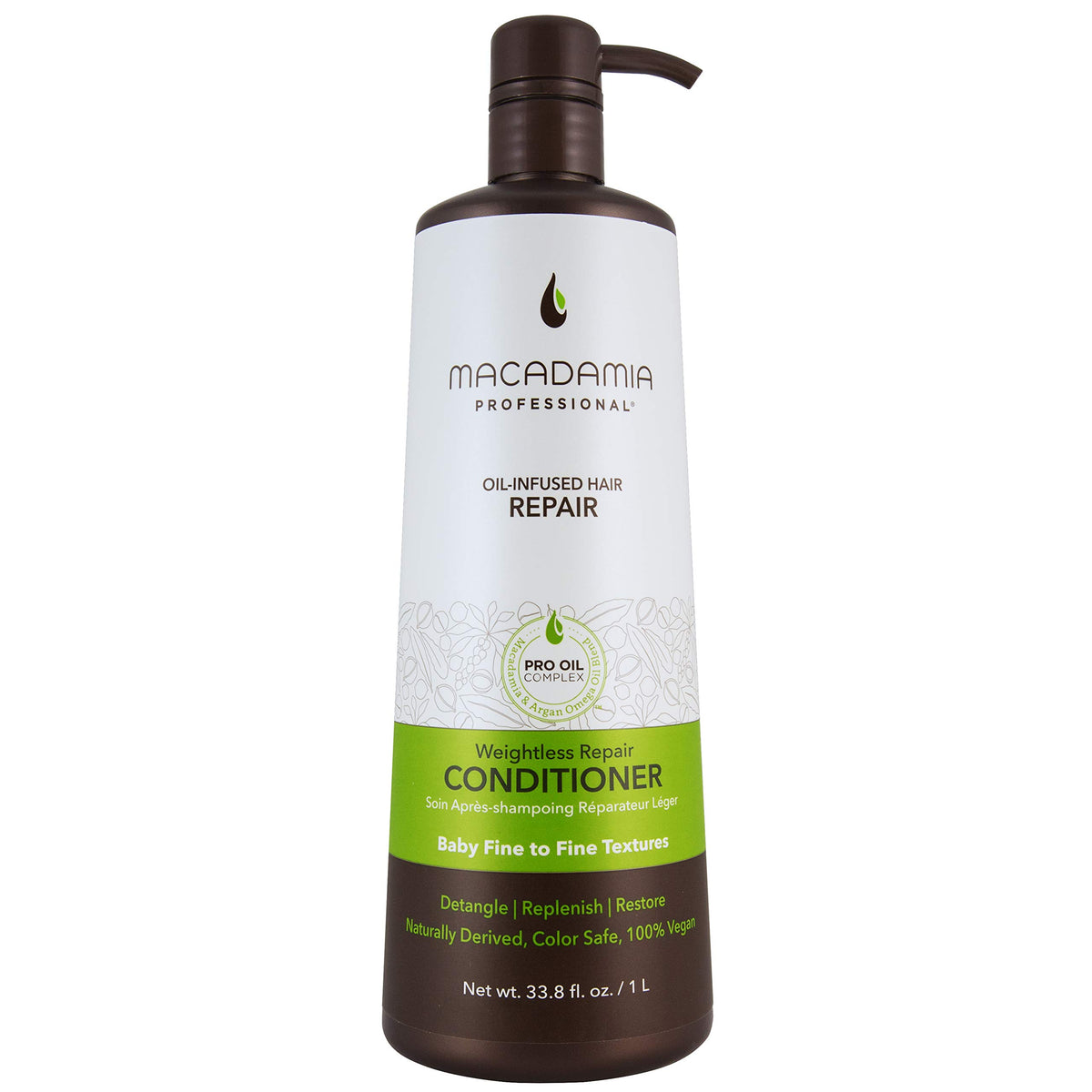 Macadamia Professional Vegan Hair Conditioner, Sulfate & Paraben Free, 33.8 Fl Oz, Green