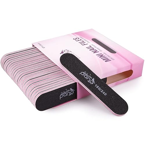 Pana 25Pcs Mini Double-Sided Nail Files 180/240 Grit - Black Emery Board Manicure Tool