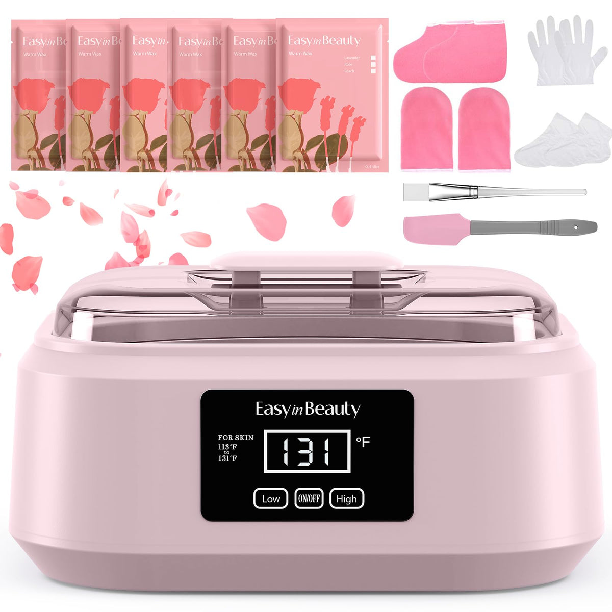 Easyinbeauty Pink Paraffin Wax Machine For Hands & Feet, 3000Ml Touchscreen Spa With 6 Rose Wax