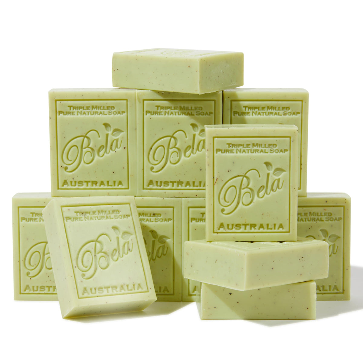 Bela Pure Natural Soap Bars - Lemon Myrtle & Lemongrass, 12 Pack, Triple-French Milled, Sulfate