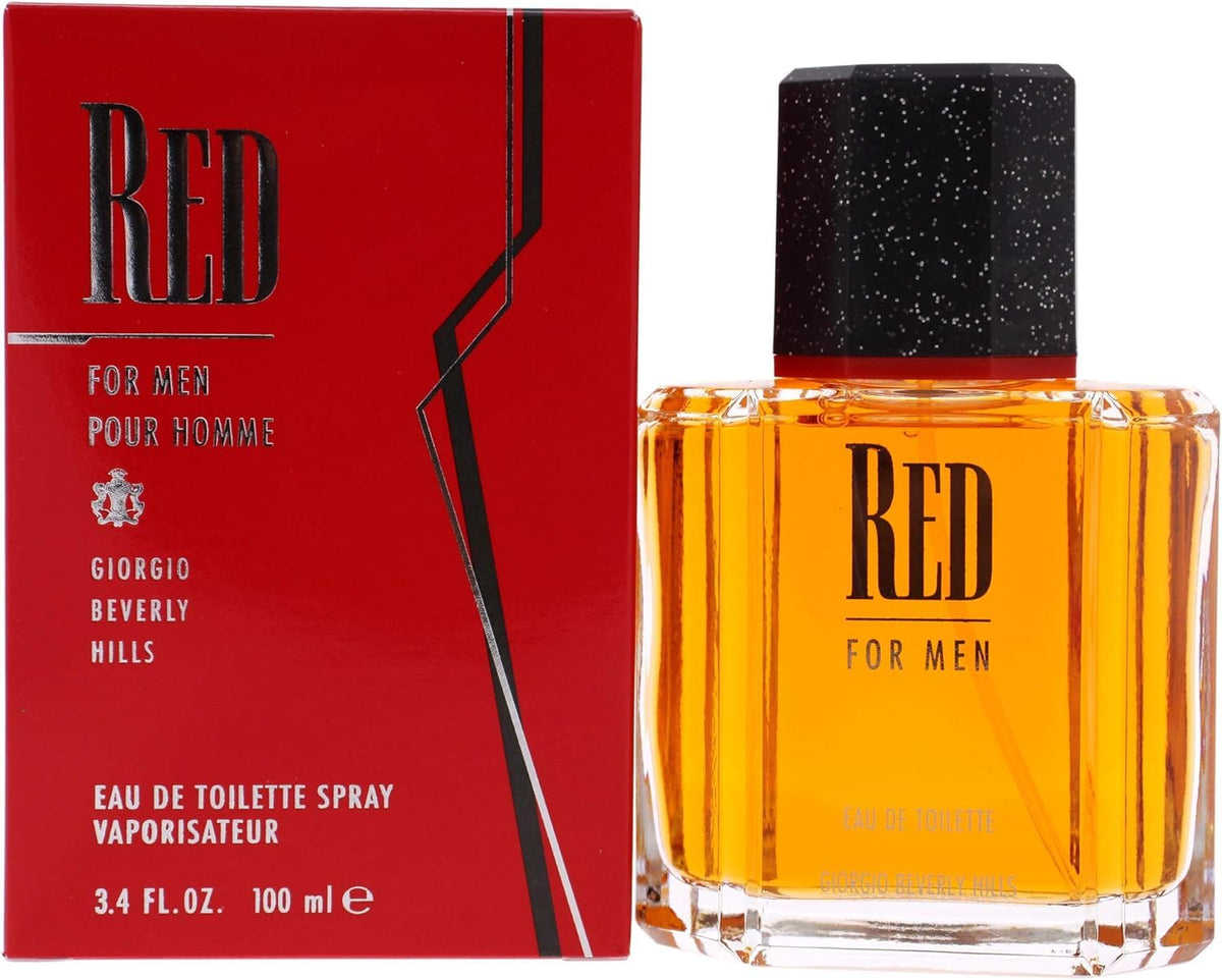 Red By Giorgio Beverly Hills Eau De Toilette Spray for Men, 3.4 oz - Gold Fragrance, Long-lasting Scent, Perfect Gift