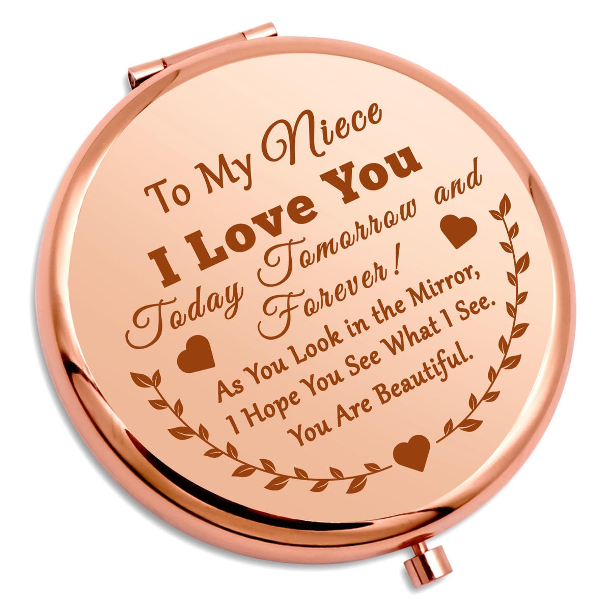 Gevody Niece Compact Mirror - Inspirational Gift For Niece, Graduation & Birthday - Travel Makeup