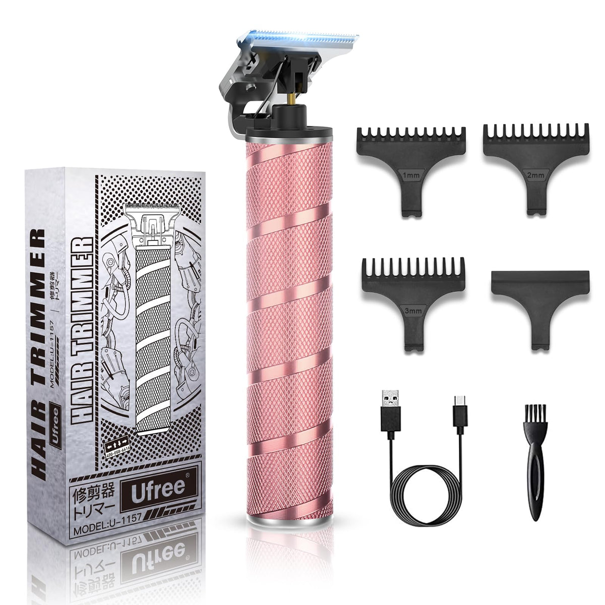 Ufree Rose Gold Hair Trimmer For Women - Waterproof Electric Bikini Shaver & Grooming Kit