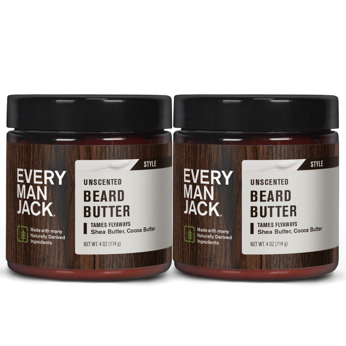 Every Man Jack Unscented Beard Butter, 4Oz (2 Pack) - Hydrates & Styles Dry Beards, Fragrance Free