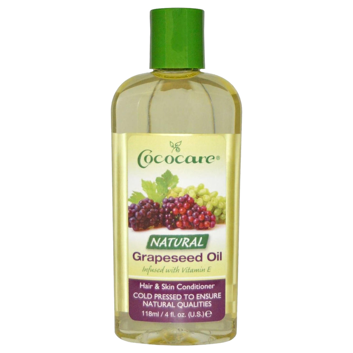 Cococare Grapeseed Oil - Natural Moisturizer For Skin & Hair, 4 Oz, With Vitamin E & Fatty Ac