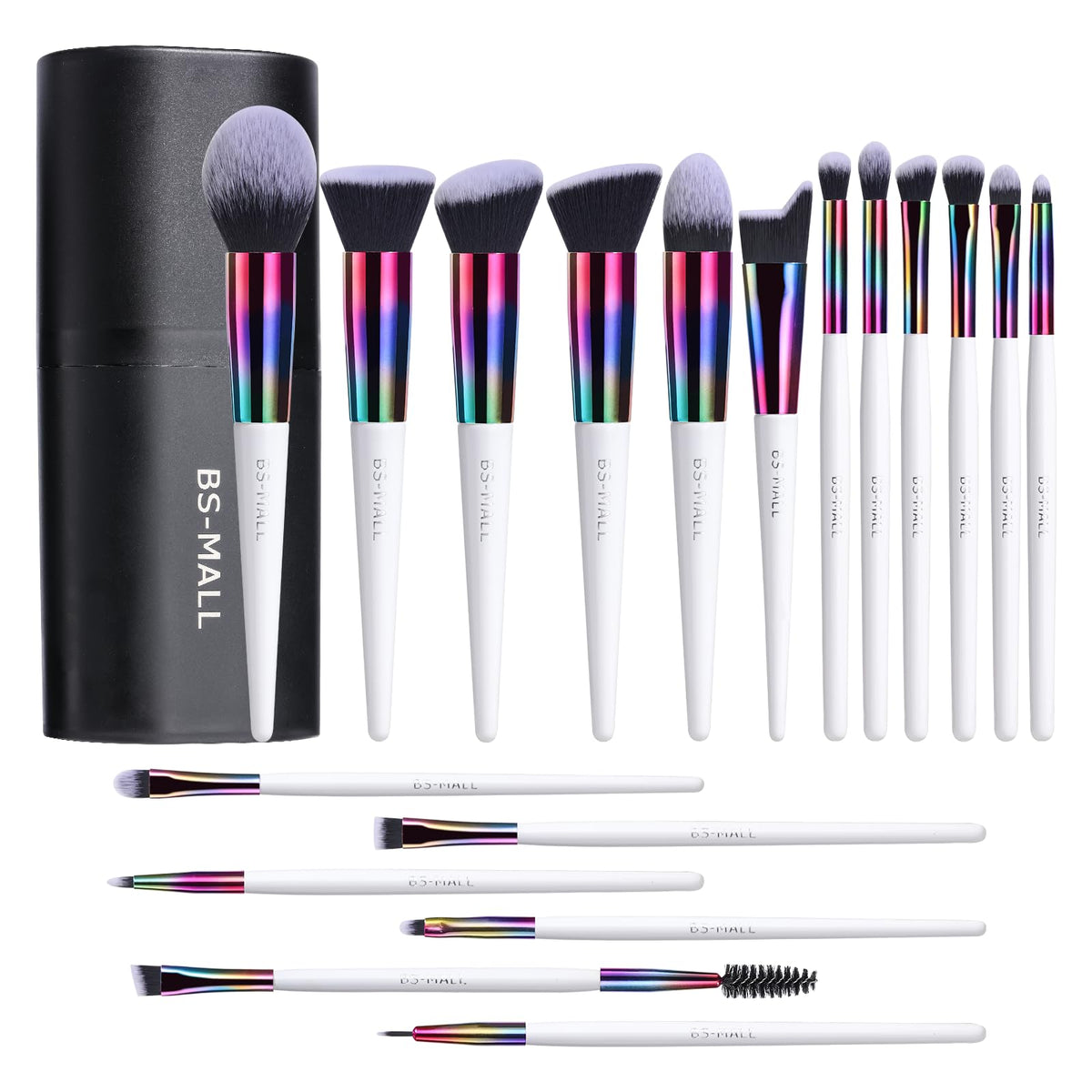 Bs-Mall 18 Pcs Makeup Brushes Set - Premium Synthetic Powder, Foundation, Contour & Lip Tools, E-White