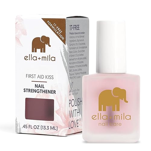 Ella+Mila Nail Strengthener &quot;First Aid Kiss&quot; - Growth Treatment For Brittle Nails, 0.45 Fl Oz