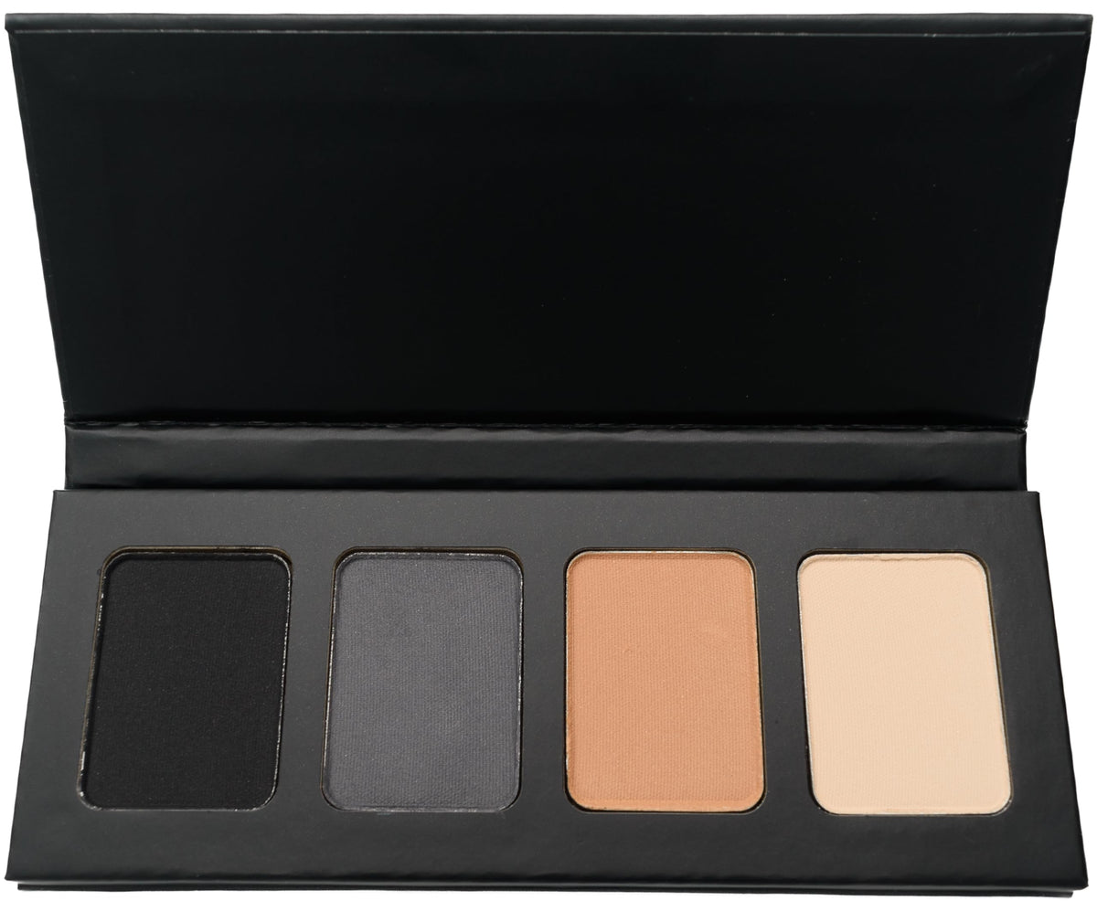 Pure Ziva Vegan Eyeshadow Palette - Matte Black, Silver Grey, Light Brown & Off White, Talc Free