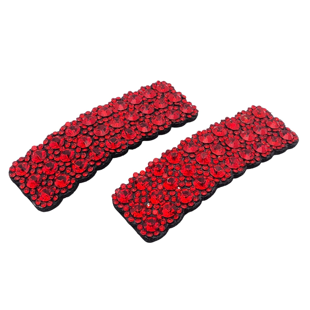 Ampossto 2Pcs Red Rhinestone Snap Hair Clips For Women Girls - Rectangular Metal Barrettes