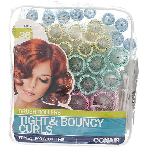 Conair Brush Rollers, 36-Piece Curl & Body Set, Multicolor, Perfect for Voluminous Styles