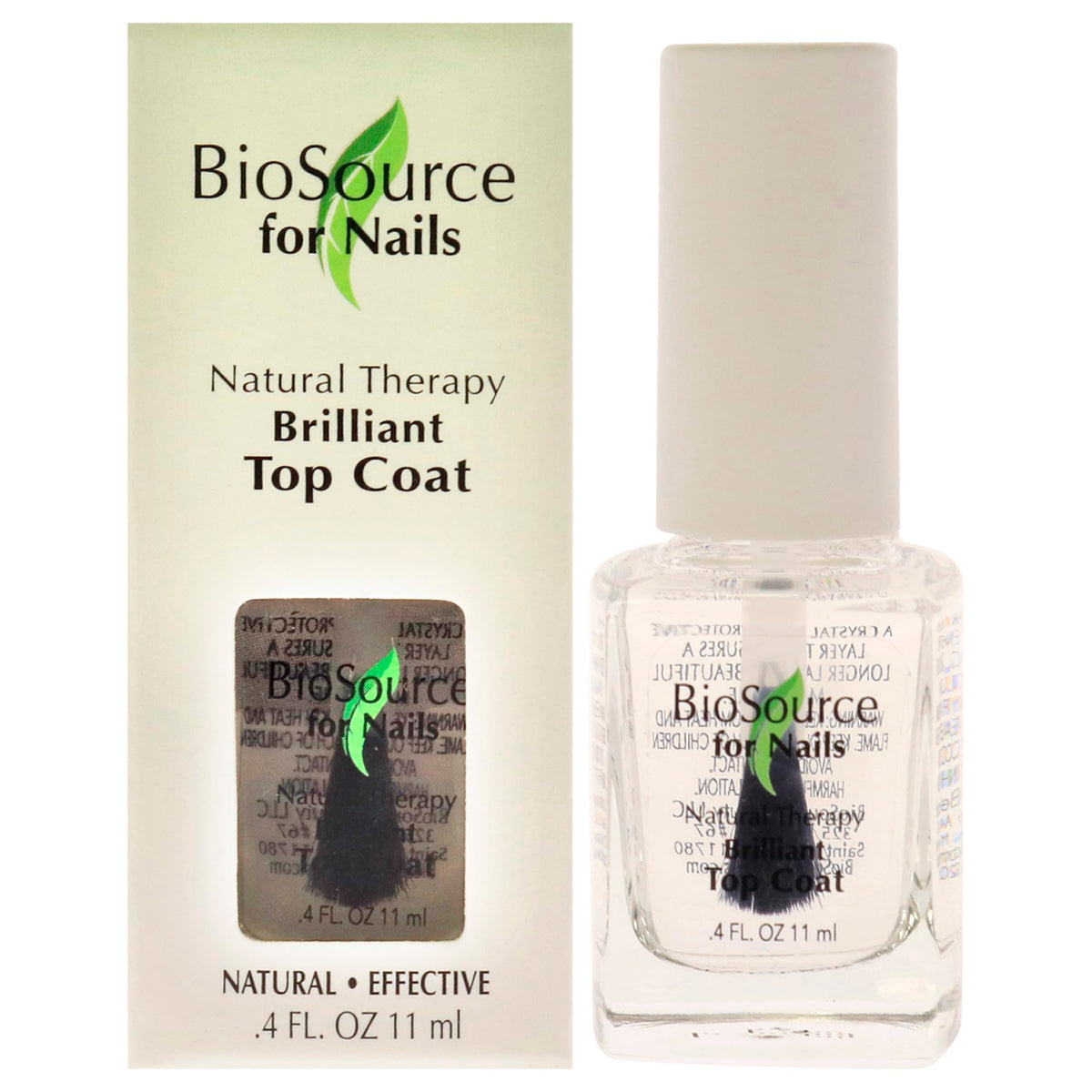 Biosource For Nails Brilliant Top Coat, Clear, 0.4 Fl Oz - Natural Nail Therapy