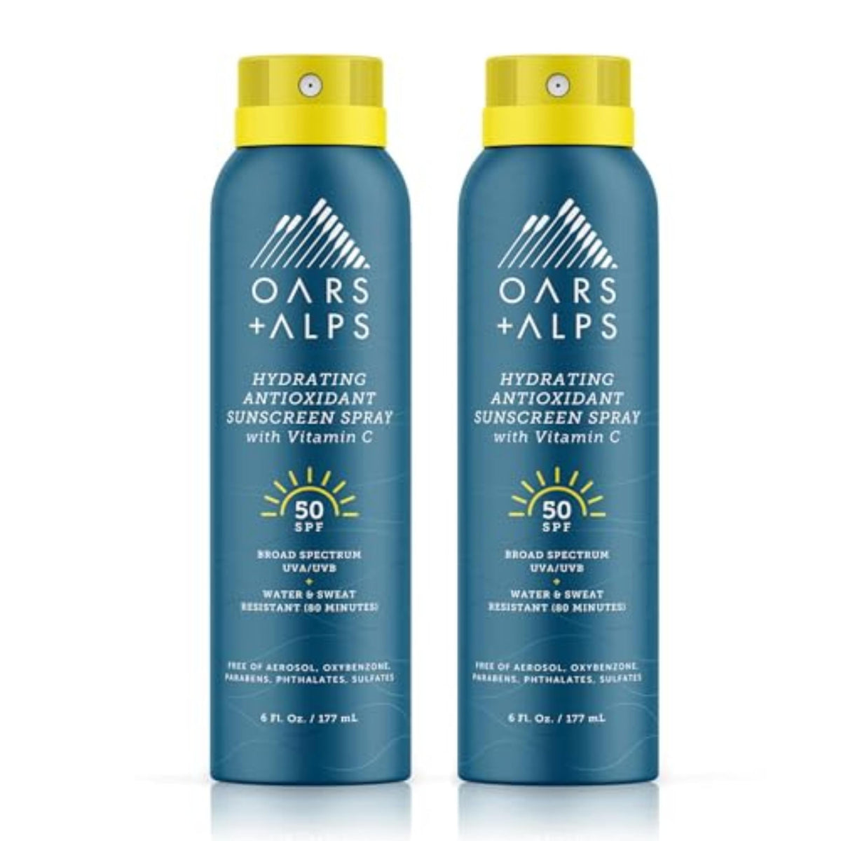 Oars + Alps Hydrating Spf 50 Sunscreen Spray, Vitamin C Infused, 6 Oz, 2 Pack, Water Resistant