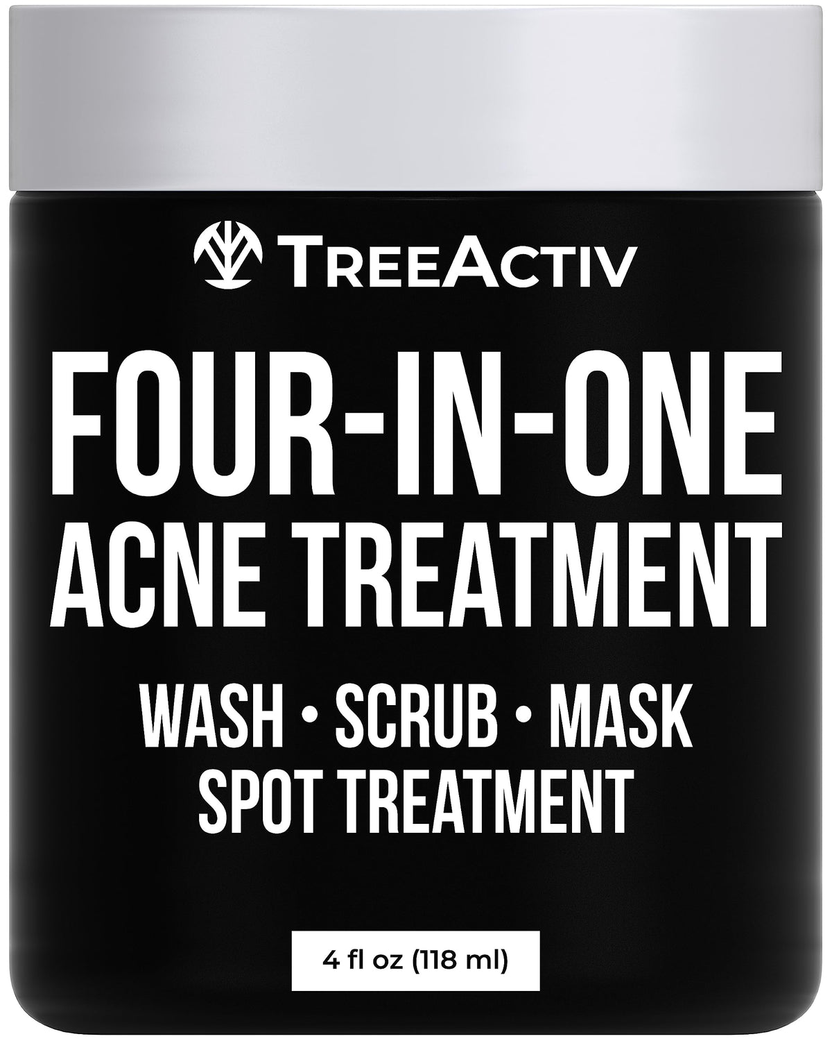 Treeactiv Four-In-One Acne Treatment - Exfoliating Face Wash, Clay Mask & Spot Treatment, 4 Fl Oz