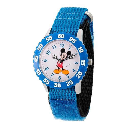 Disney Mickey Mouse Kids' Stainless Steel Analog Watch With Nylon Strap - Blue