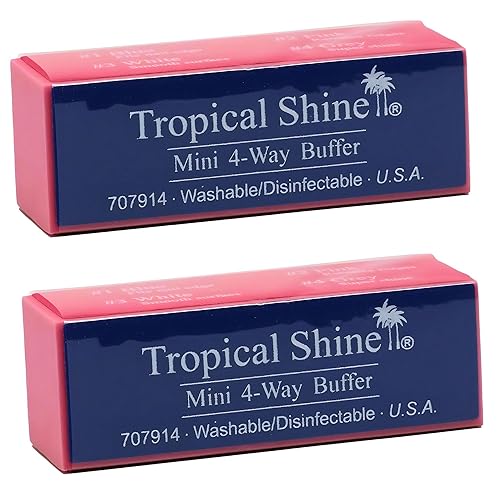 Tropical Shine Mini 4 Way Buffer Block - Nail Buffer For Shaping & Polishing (2 Pack)