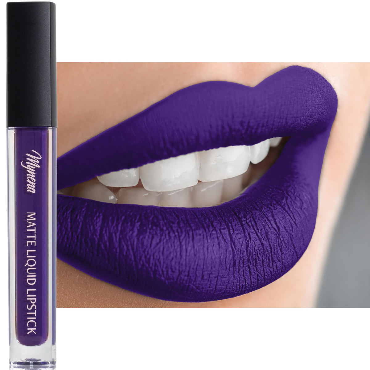 Mynena Matte Liquid Lipstick - Violet, Waterproof & Smudge-Proof, Vegan & Hydrating Shea Butter