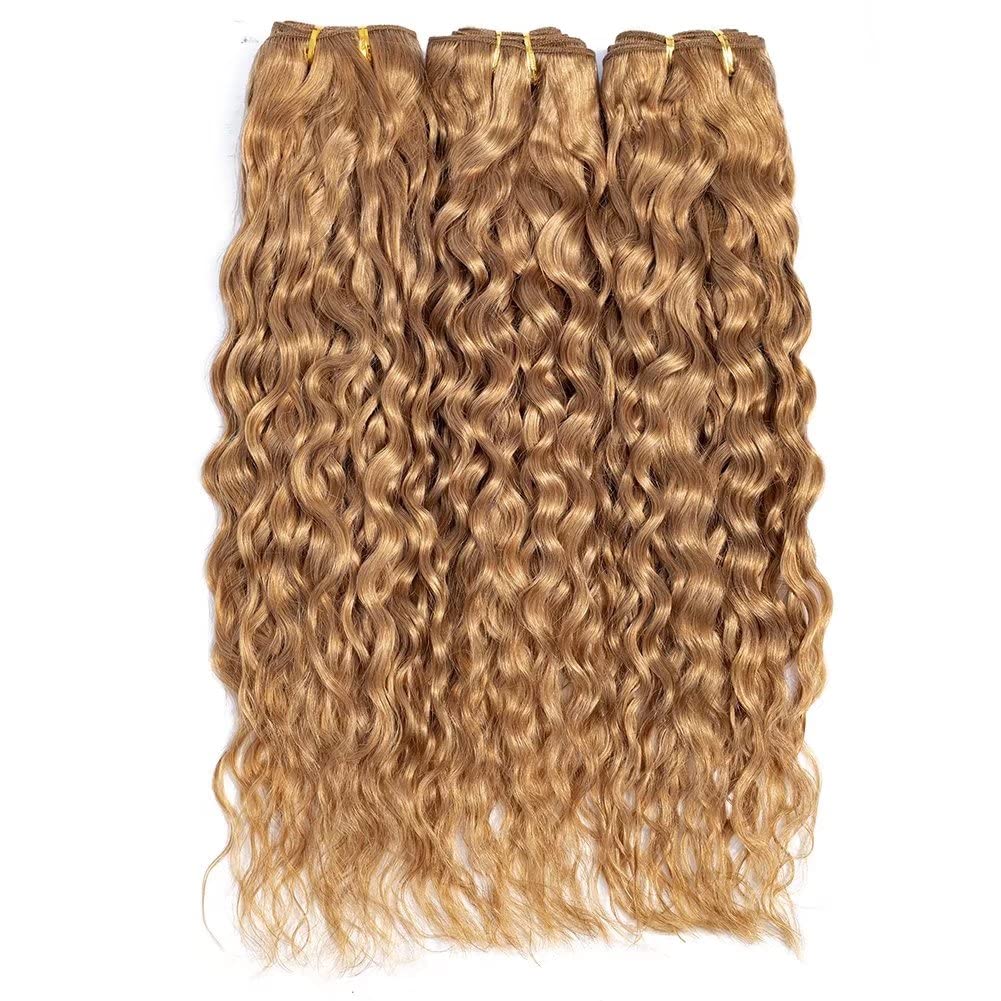 Feel Me Honey Blonde Water Wave Bundles 14/16/18 Inch Brazilian Human Hair Weave