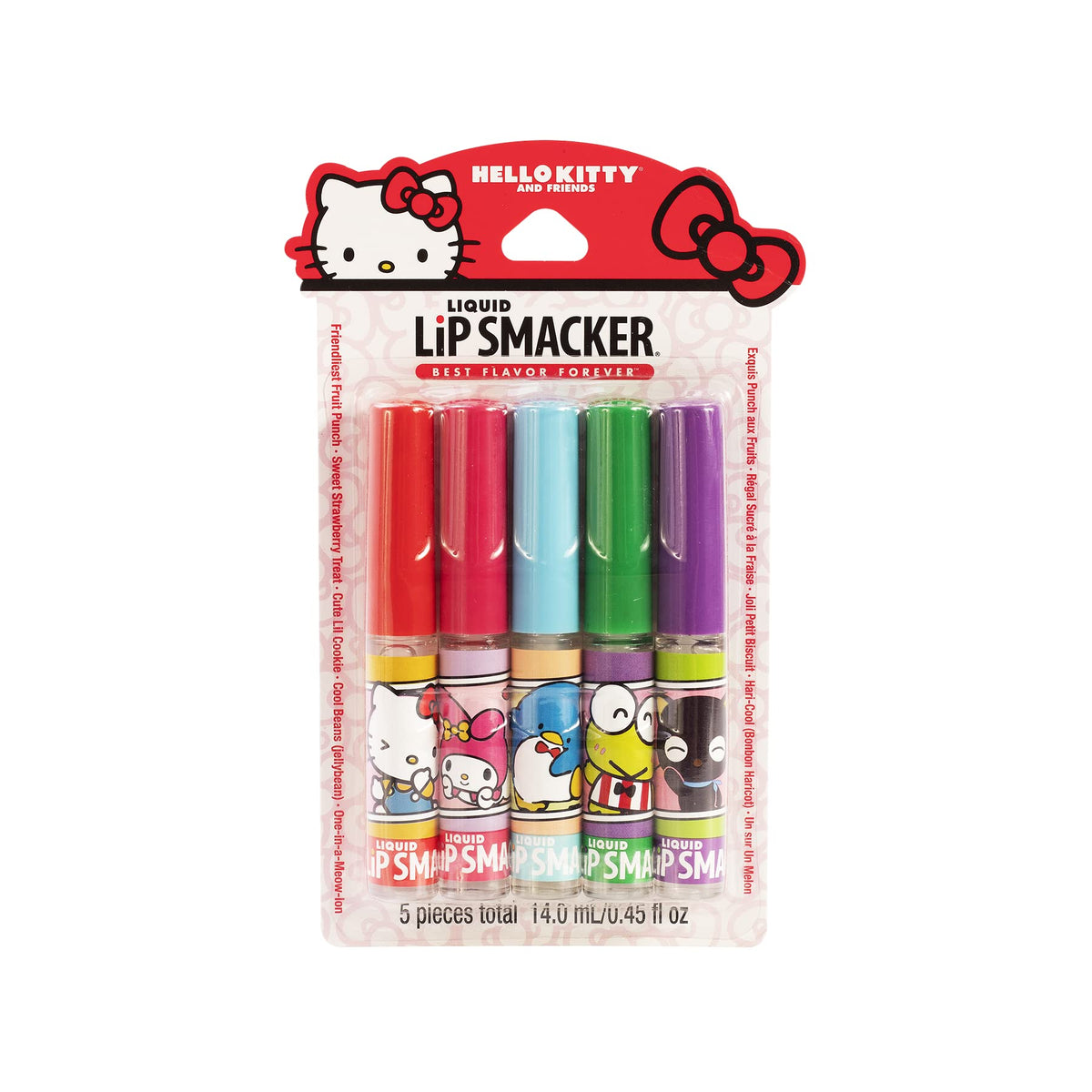 Lip Smacker Hello Kitty Flavored Liquid Lip Gloss Set Of 5 - Perfect For Kids & Adults, Holiday Gift