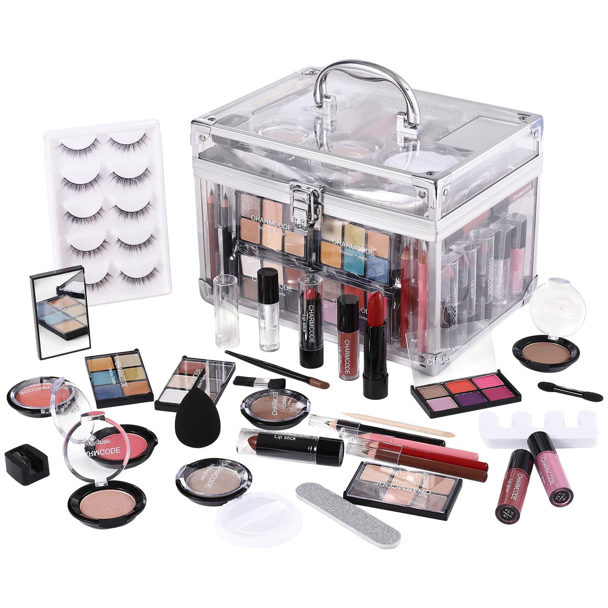 Charmcode Makeup Kit For Women - Eyeshadow, Lipsticks, Blush, False Eyelashes, Gift Set