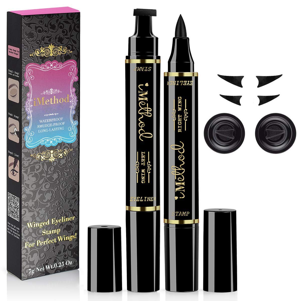 iMethod Winged Eyeliner Stamp - 2 Pens, Waterproof & Smudgeproof Black Liquid Liner