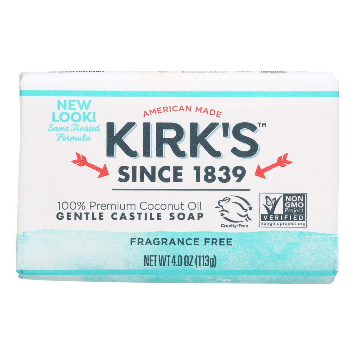 Kirk'S Natural Coco Castile Soap, Fragrance Free, 4 Ounce - Gentle & Pure Cleanser