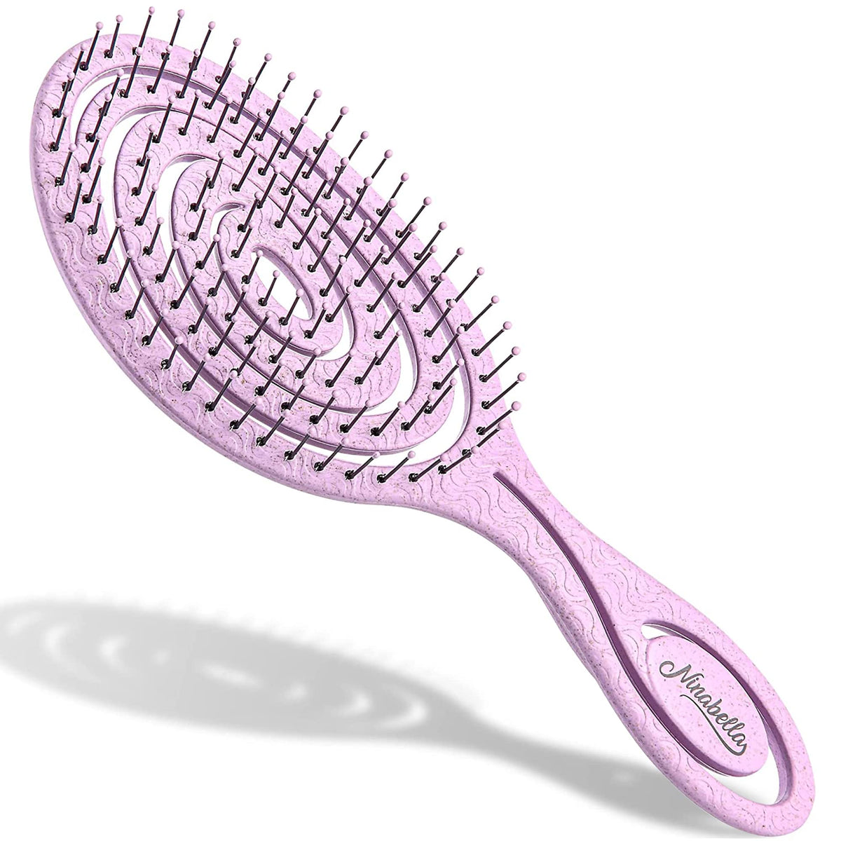 Ninabella Organic Detangling Hair Brush - Pink, No Pull, For Straight, Curly & Wet Hair