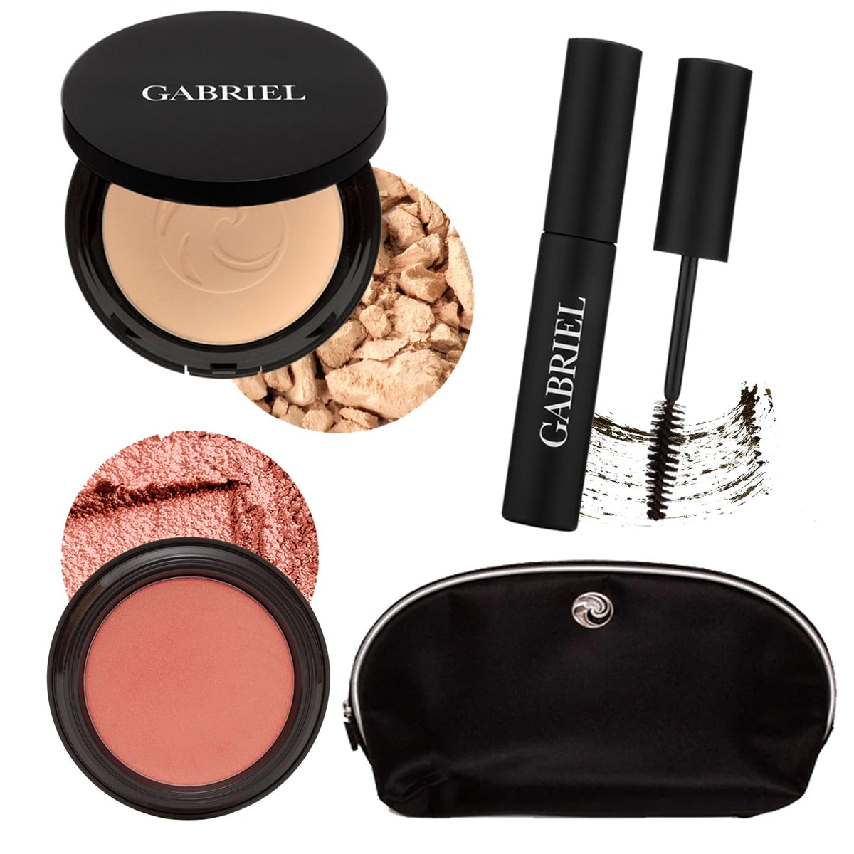 Gabriel Cosmetics About Face Kit - Light Beige Dual Powder Foundation, Multipot, Mascara, Bag