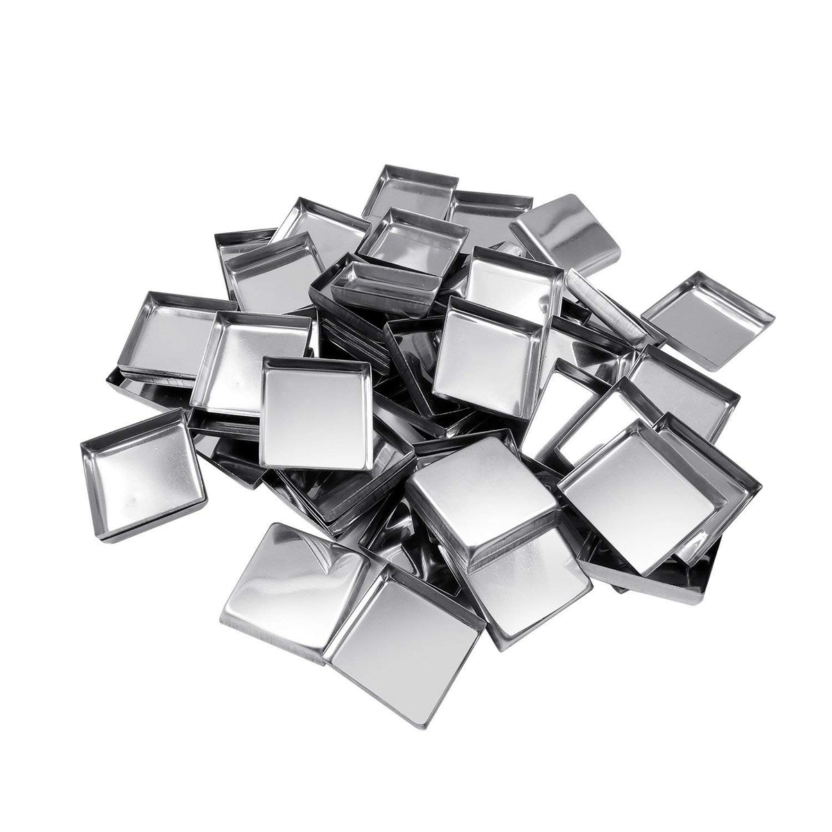 Allwon 56 Pack Empty Square Metal Pans For Eyeshadow Palette - Silver Stainless Steel Makeup