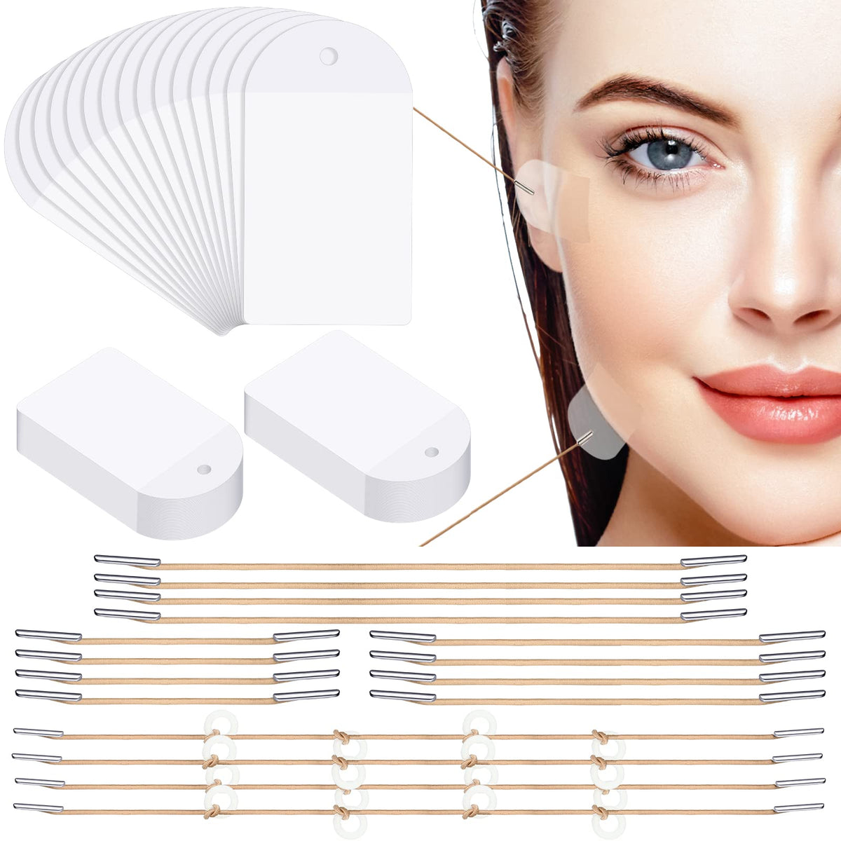 Maitys 136 Pieces Face Lift Tapes Set - Invisible Adhesive Lifting Patch For Neck & Eyes