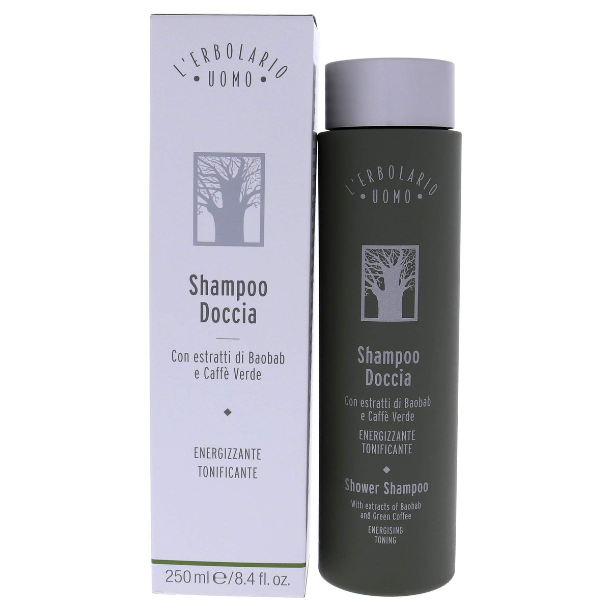 LErbolario Baobab And Green Coffee Shower Shampoo  Gentle For Frequent Washing  Leaves Your Skin And Hair Toned And Invigorat