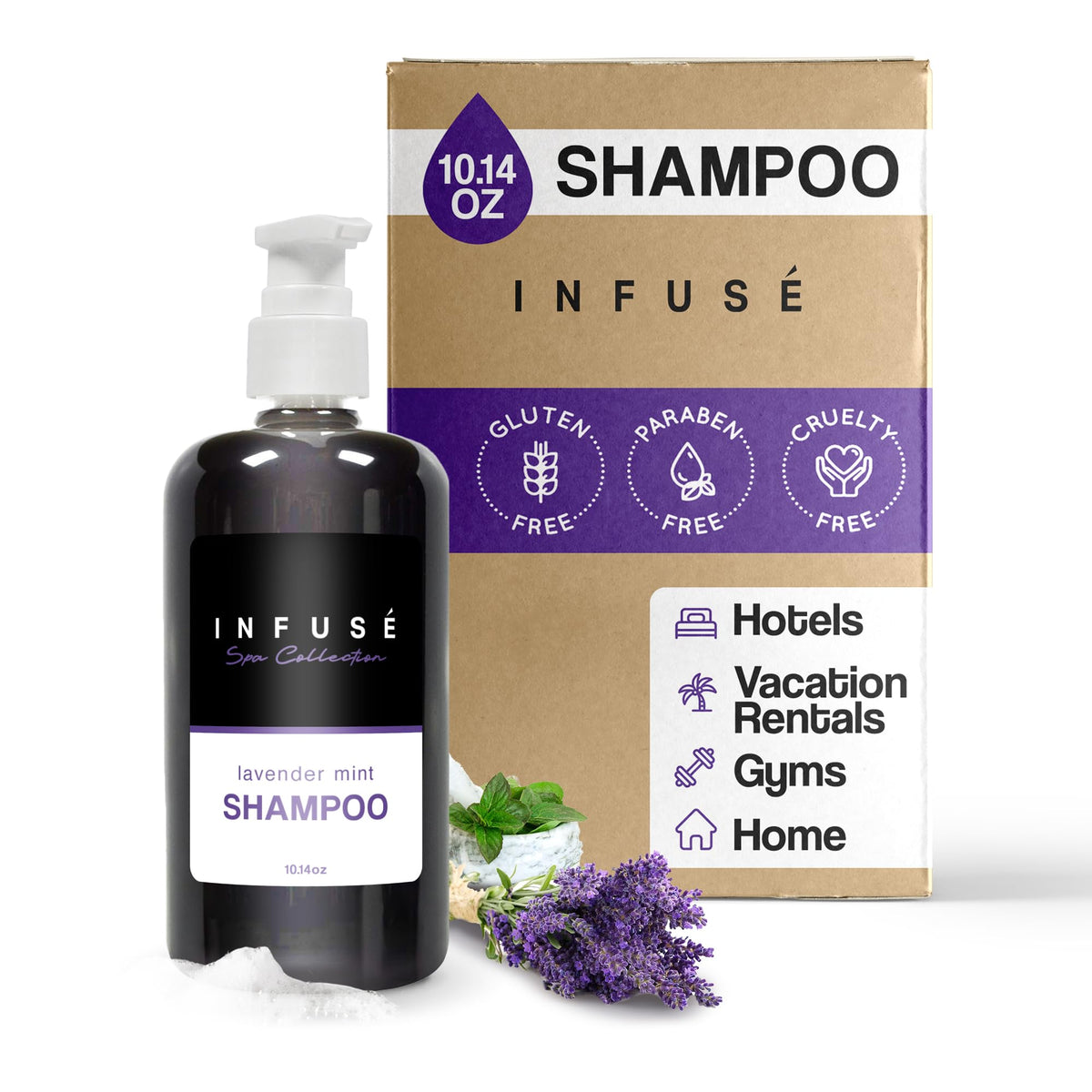 Terra Pure Lavender Mint Shampoo - Spa Collection, 10.14 Oz Pump Bottle, Hotel Amenities