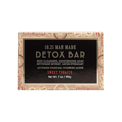 18.21 Man Made Deep Cleansing Soap Bar - Activated Charcoal & Jojoba Beads For Oily Skin 7 Oz.