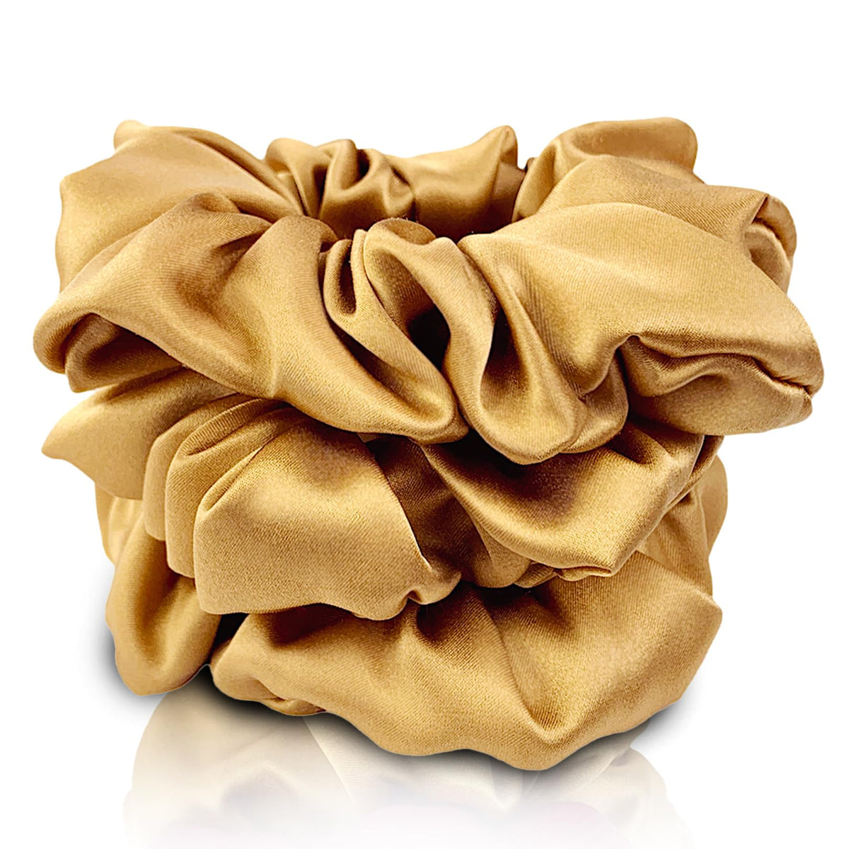 Celestial Silk Gold Mulberry Silk Scrunchies for Hair - Pack of 3