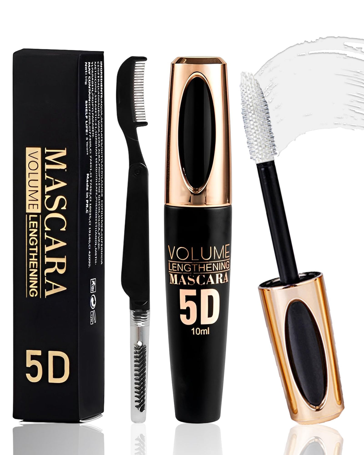 Lestpola White Waterproof Mascara Primer, 5D Silk Fiber, Long Lasting Volume, Christmas Gift