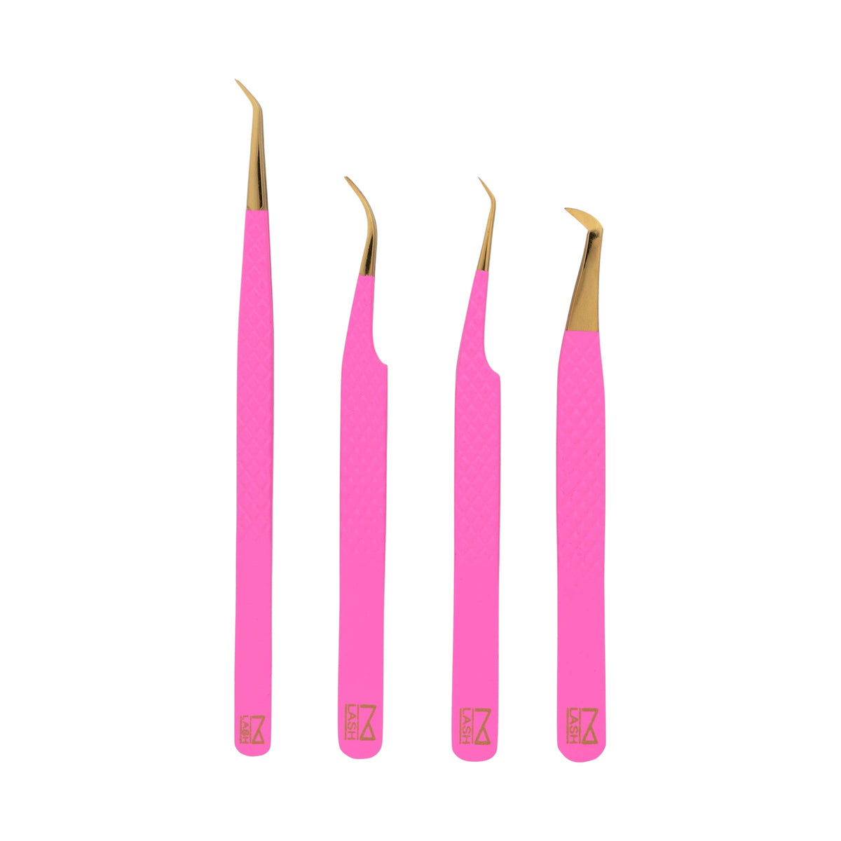 M LASH Pink Stainless Steel Eyelash Extension Tweezers Set - Must-Have Lash Kit for Techs