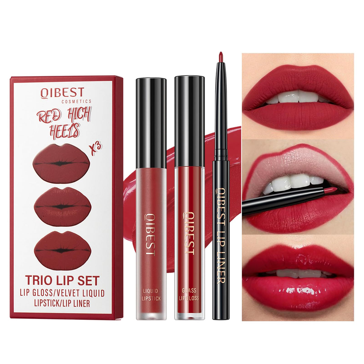 Zamaniya 3-In-1 Lip Gloss Set: Matte Lipstick, Moisturizing Gloss & Lip Liner - 06