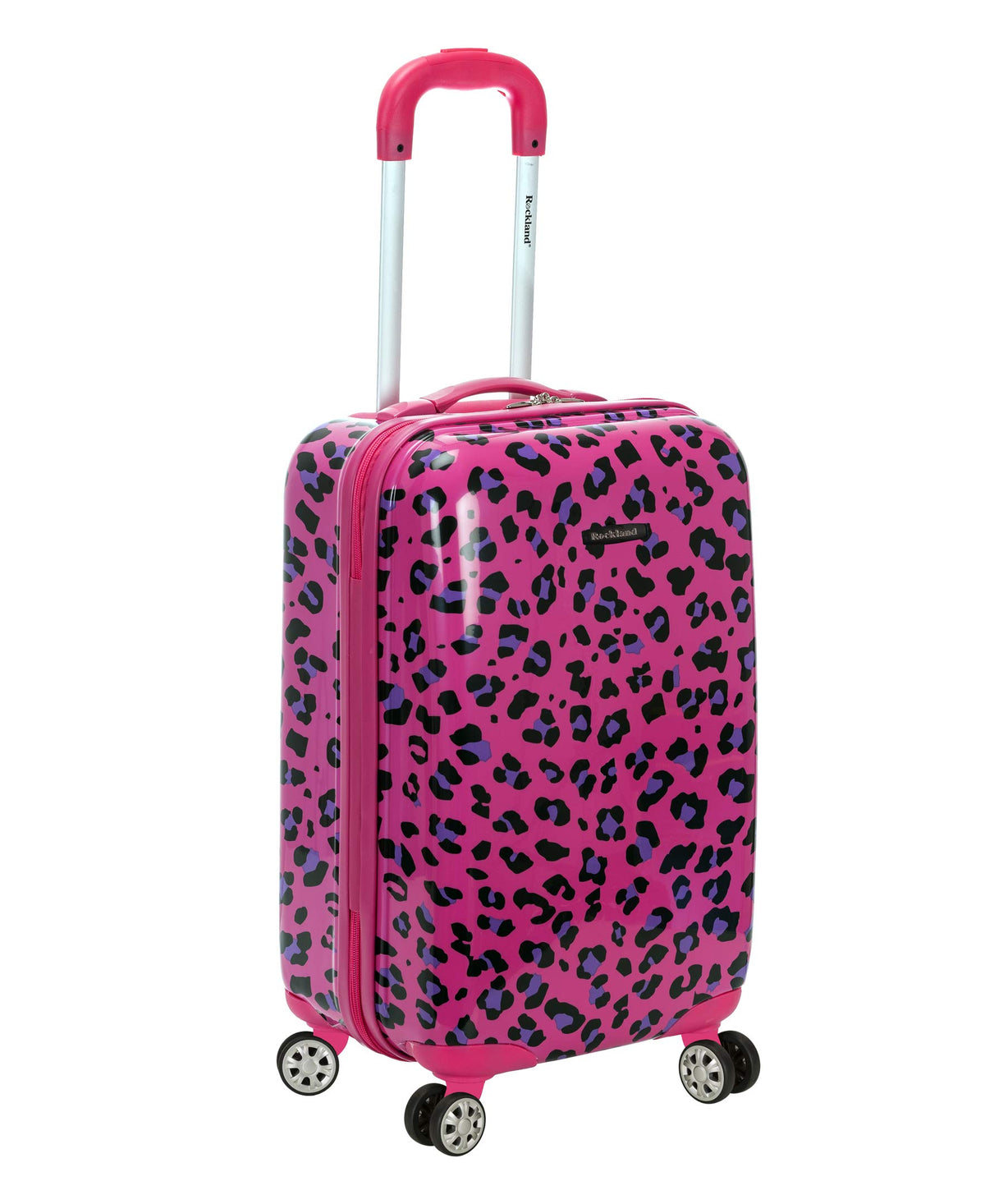 Rockland 20&quot; Magenta Leopard Hardside Spinner Luggage - Carry-On Travel Bag